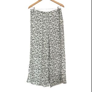 Wilfred Abstract Black and White Wide Leg Palazzo Pull On Lined Pants Size L
